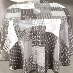 Nappe ronde anti taches motifs fleurs et végétaux