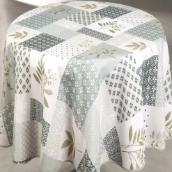 Nappe ronde anti taches motifs fleurs et végétaux