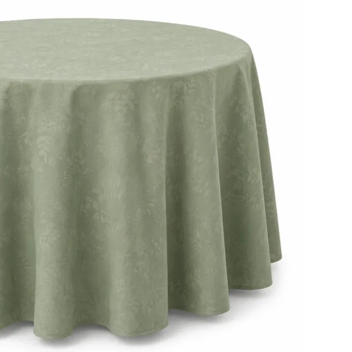 Nappe ronde en polycoton jacquard enduit anti-tache