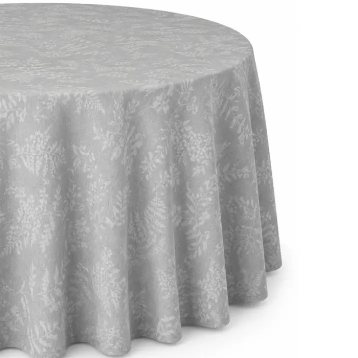 Nappe ronde en polycoton jacquard enduit anti-tache