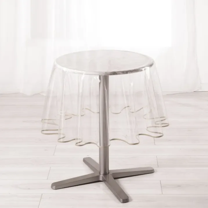 Nappe rondetransparente ourlet coloré