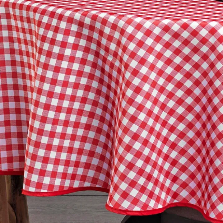 Nappe ronde vichy rouge et blanc