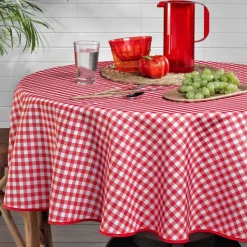 Nappe ronde vichy rouge et blanc