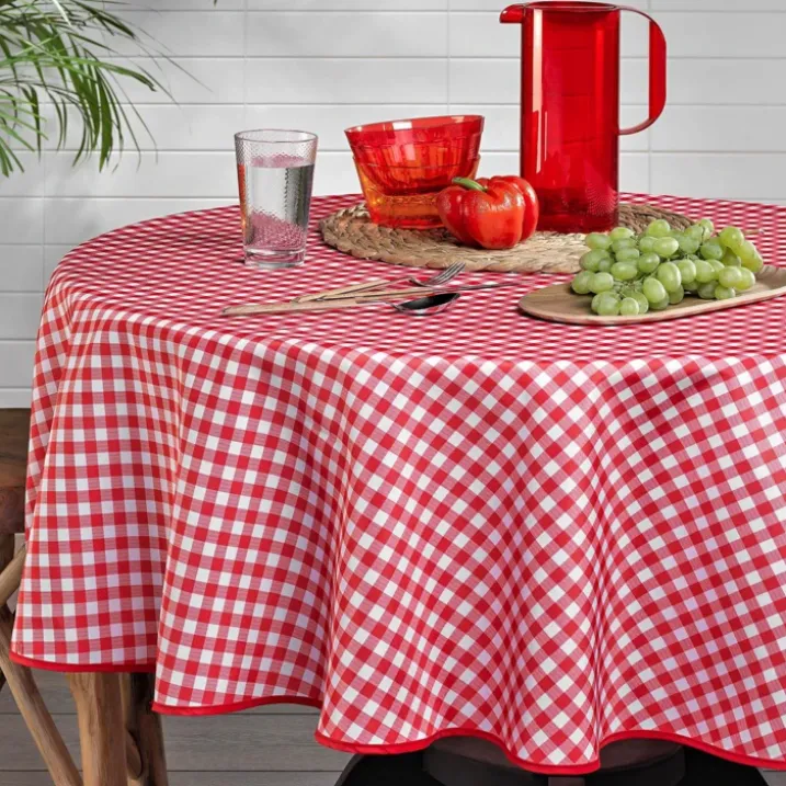 Nappe ronde vichy rouge et blanc