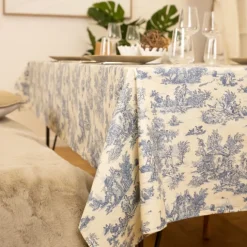 Nappe toile de Jouy rectangulaire plastifiée