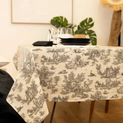 Nappe toile de Jouy rectangulaire plastifiée