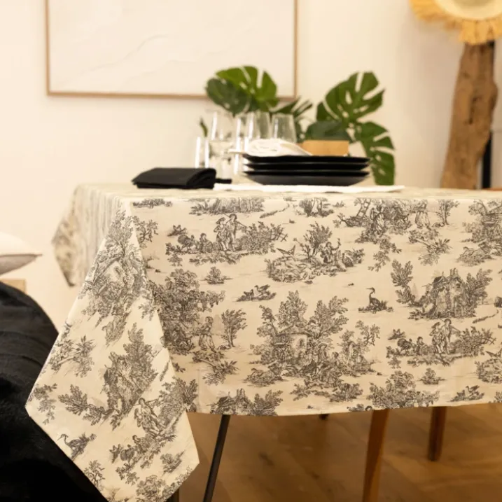 Nappe toile de Jouy rectangulaire plastifiée