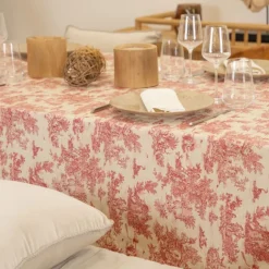 Nappe toile de Jouy rectangulaire plastifiée