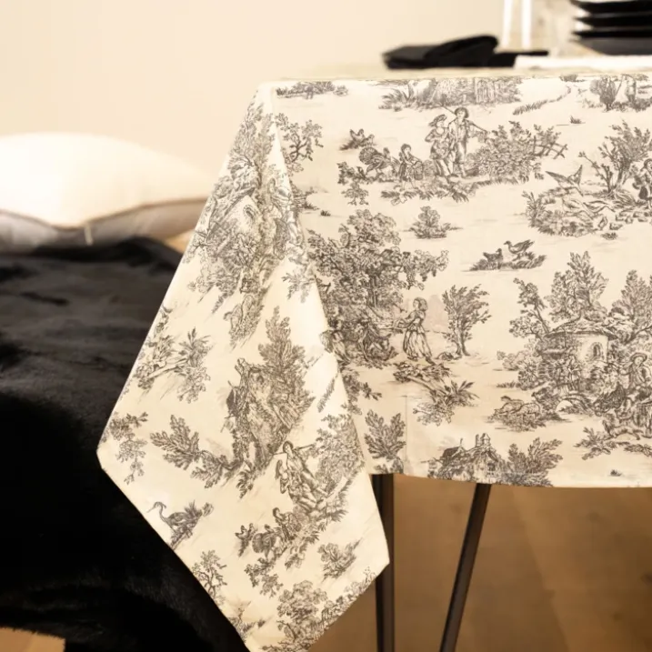 Nappe toile de Jouy rectangulaire plastifiée
