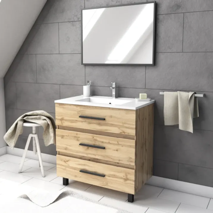 Pack caisson à tiroirs avec vasque et miroir