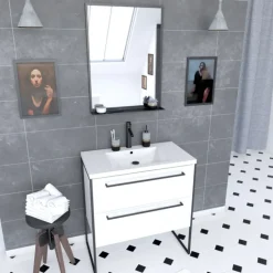 Pack caisson vasque et miroir simple