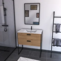 Pack salle de bain avec miroir et vasque en céramique