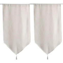 Paire de petits rideaux aspect lin finition pointe