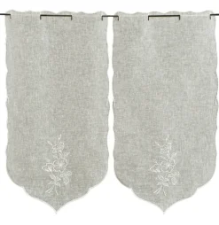 Paire de petits rideauxbrodés "Fleurs"