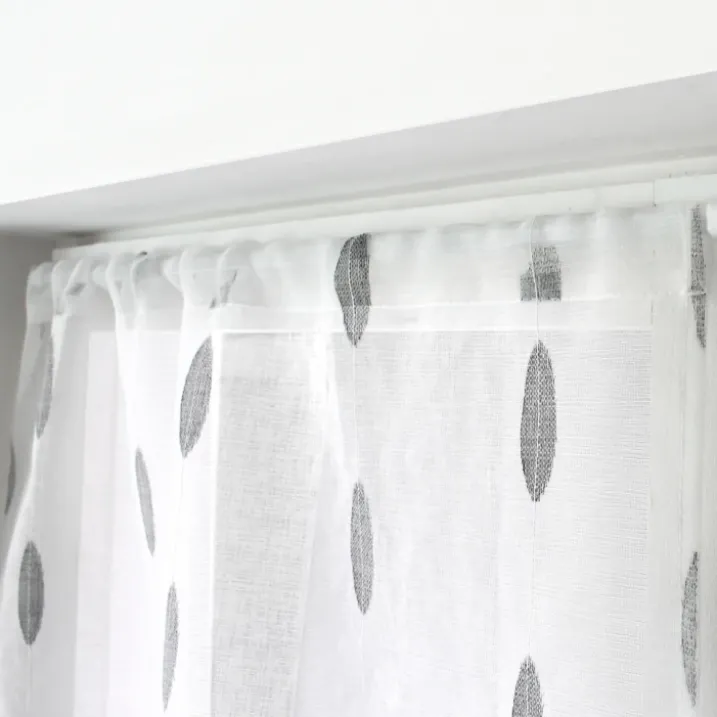 Paire de petits vitrages jacquard motif ovale