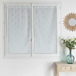 Paire de petits voilages brodés au style art déco