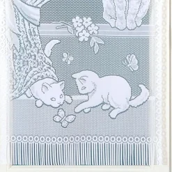 Paire de petits voilages dentelle chatons et franges