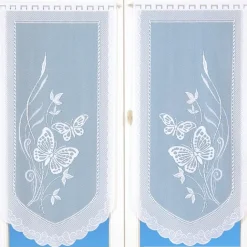 Paire de petits voilages en dentelle motifs papillons