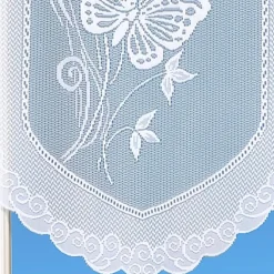 Paire de petits voilages en dentelle motifs papillons