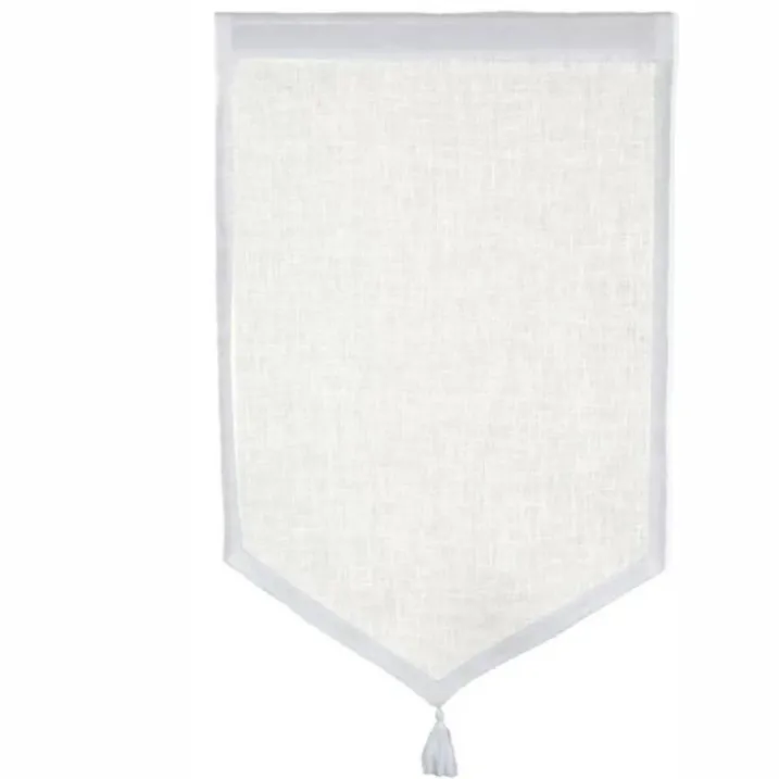 Paire de petits voilages en 100% lin avec pointe et pompon