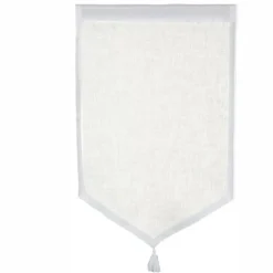 Paire de petits voilages en 100% lin avec pointe et pompon