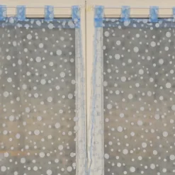 Paire de petits voilages motif de bulles argentées