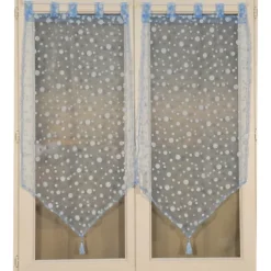 Paire de petits voilages motif de bulles argentées