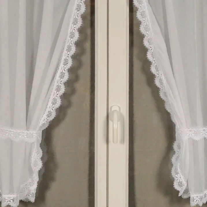 Paire de rideaux bonne femme à bord macramé