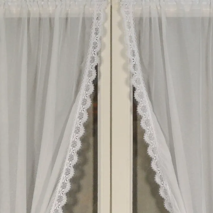 Paire de rideaux bonne femme à bord macramé