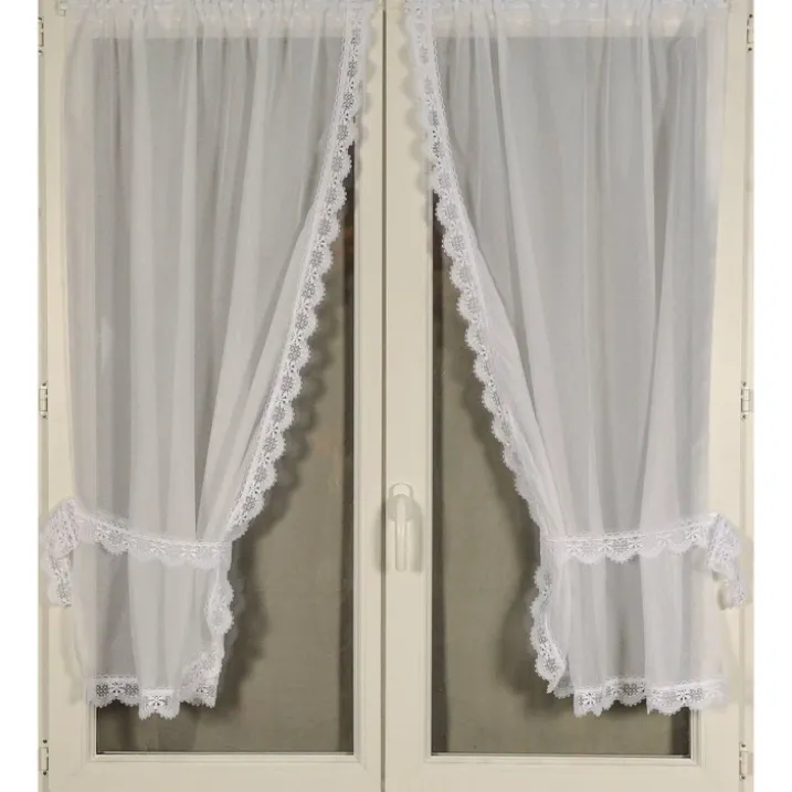 Paire de rideaux bonne femme à bord macramé