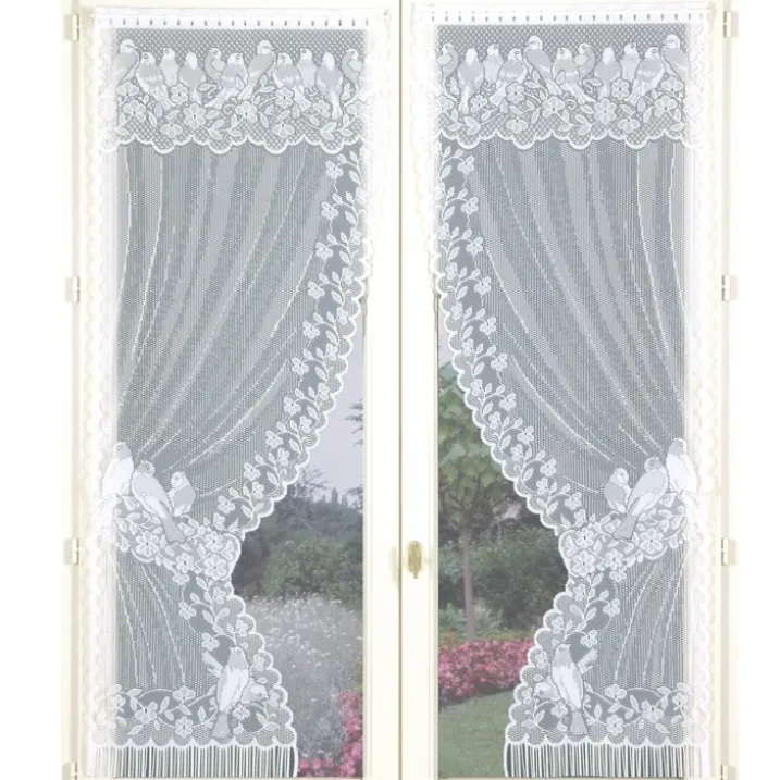 Paire de rideaux "Bonne-Femme" dentelle et franges