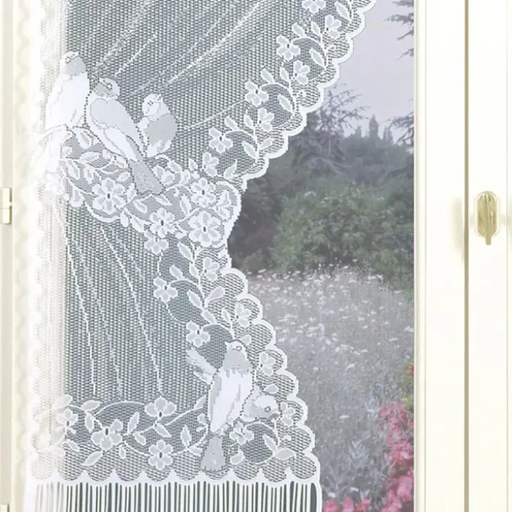 Paire de rideaux "Bonne-Femme" dentelle et franges