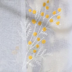 Paire de vitrages brodé motif mimosa