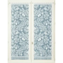 Paire de vitrages frangés dentelle motif feuillage et fruits