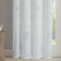 Paire de voilages à oeillets fleurs effet tissé