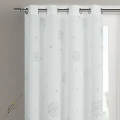 Paire de voilages à oeillets fleurs effet tissé