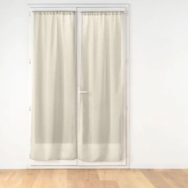 Paire de voilages passe-tringle en voile tissé pour porte-fenêtre