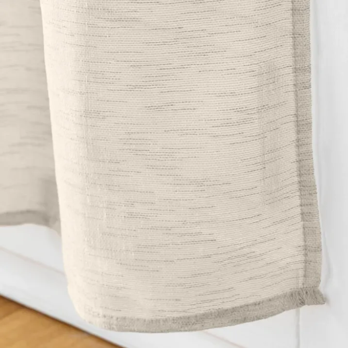 Paire de voilages passe-tringle en voile tissé pour porte-fenêtre