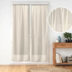 Paire de voilages passe-tringle en voile tissé pour porte-fenêtre