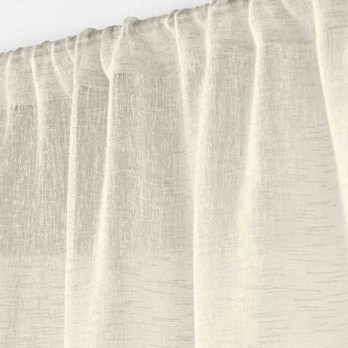 Paire de voilages passe-tringle en voile tissé pour porte-fenêtre