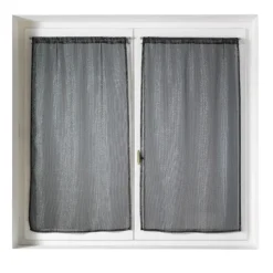 Paire de voilages vitrage effet maille à fils lurex