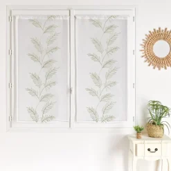 Paire voilages avec motif feuilles brodées