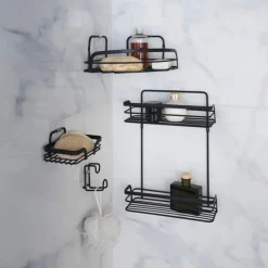Panier d'angle de douche noir