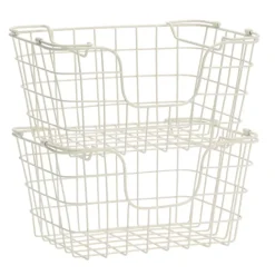 Panier de rangement empilable en fil de fer