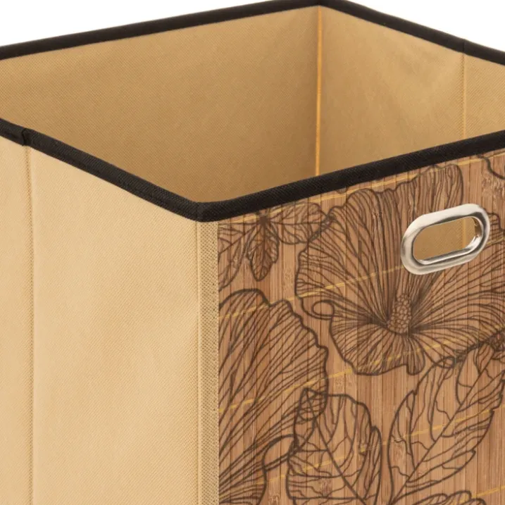 Panier de rangement en bambou à motif exotique
