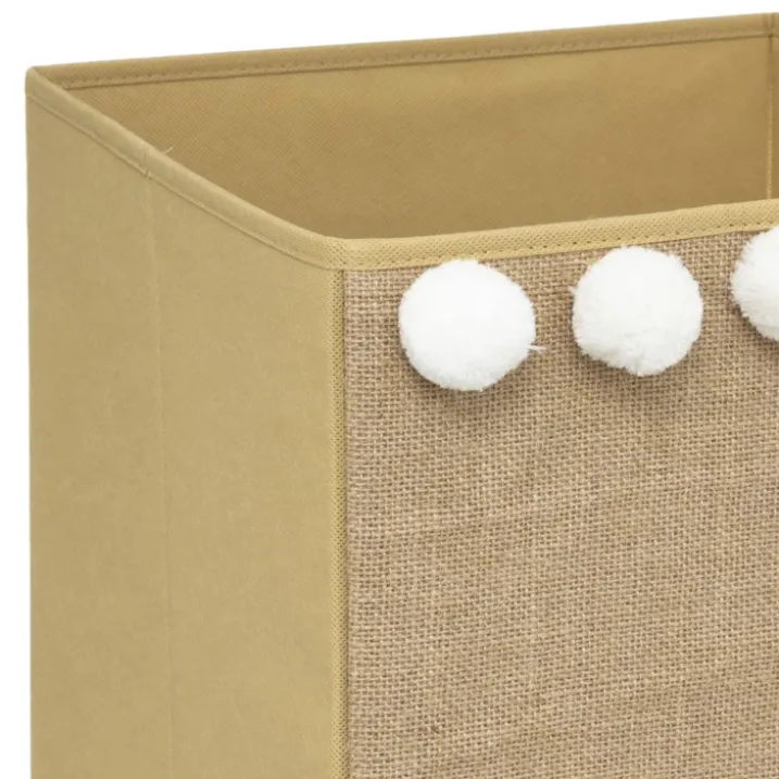 Panier de rangement en jute avec pompons