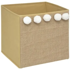Panier de rangement en jute avec pompons
