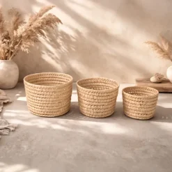 Panier de rangement rond feuilles de palmier