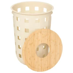 Panier à linge avec couvercle ajouré en bambou