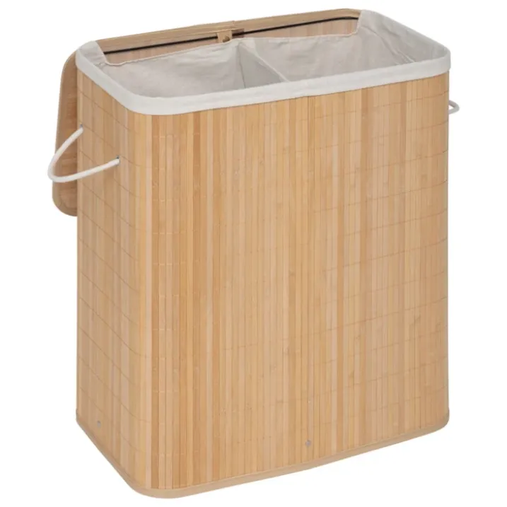 Panier à linge double 100L en bambou